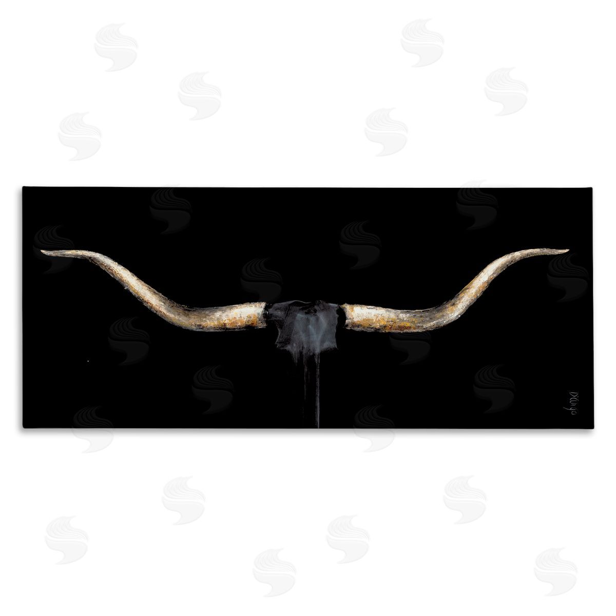 Bull Horns Shadow Animal Painting Canvas Wall Art, Home Decor by Dina D'Argo