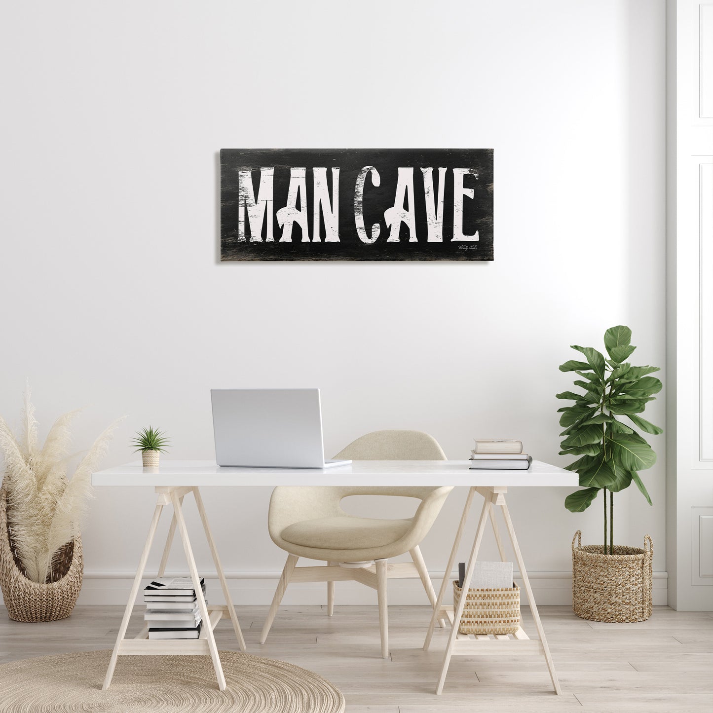 Man Cave Black And White Canvas Wall Art in Room, Home Decor by Cindy Jacobs