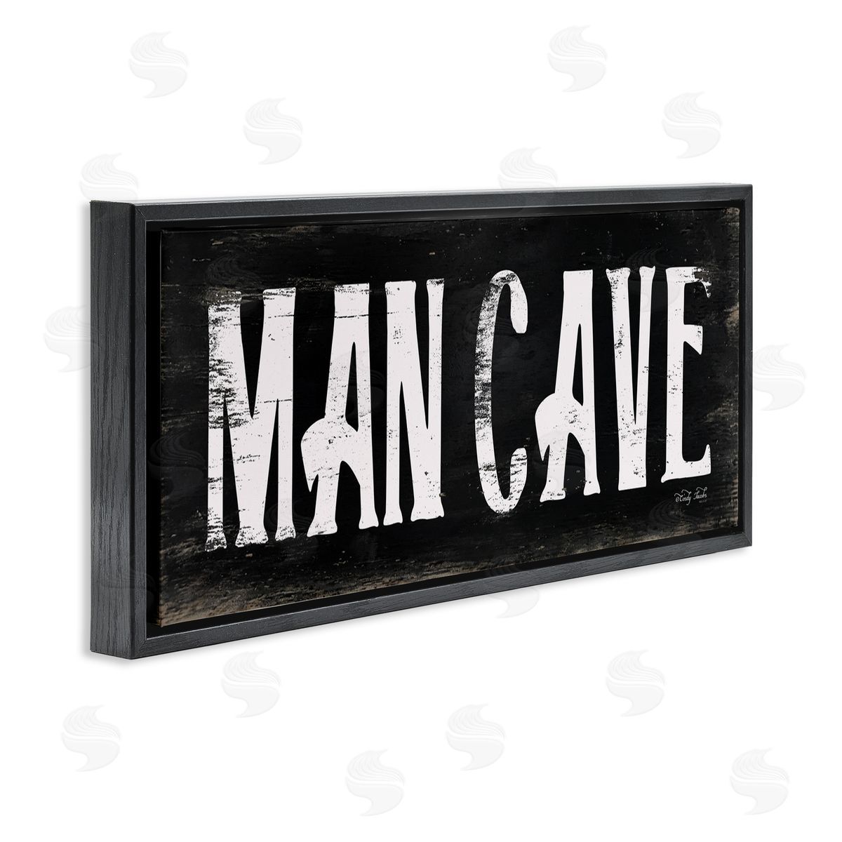Man Cave Black And White Black Floating Frame Canvas Wall Art, Home Decor by Cindy Jacobs