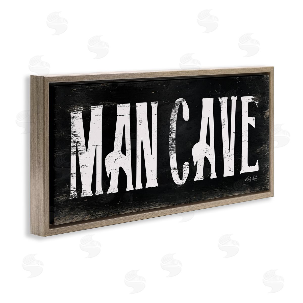 Man Cave Black And White Brown Floating Frame Canvas Wall Art, Home Decor by Cindy Jacobs