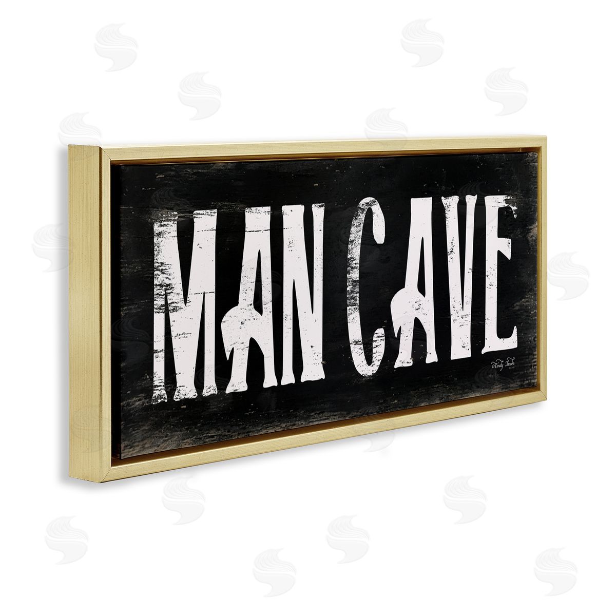 Man Cave Black And White Gold Floating Frame Canvas Wall Art, Home Decor by Cindy Jacobs
