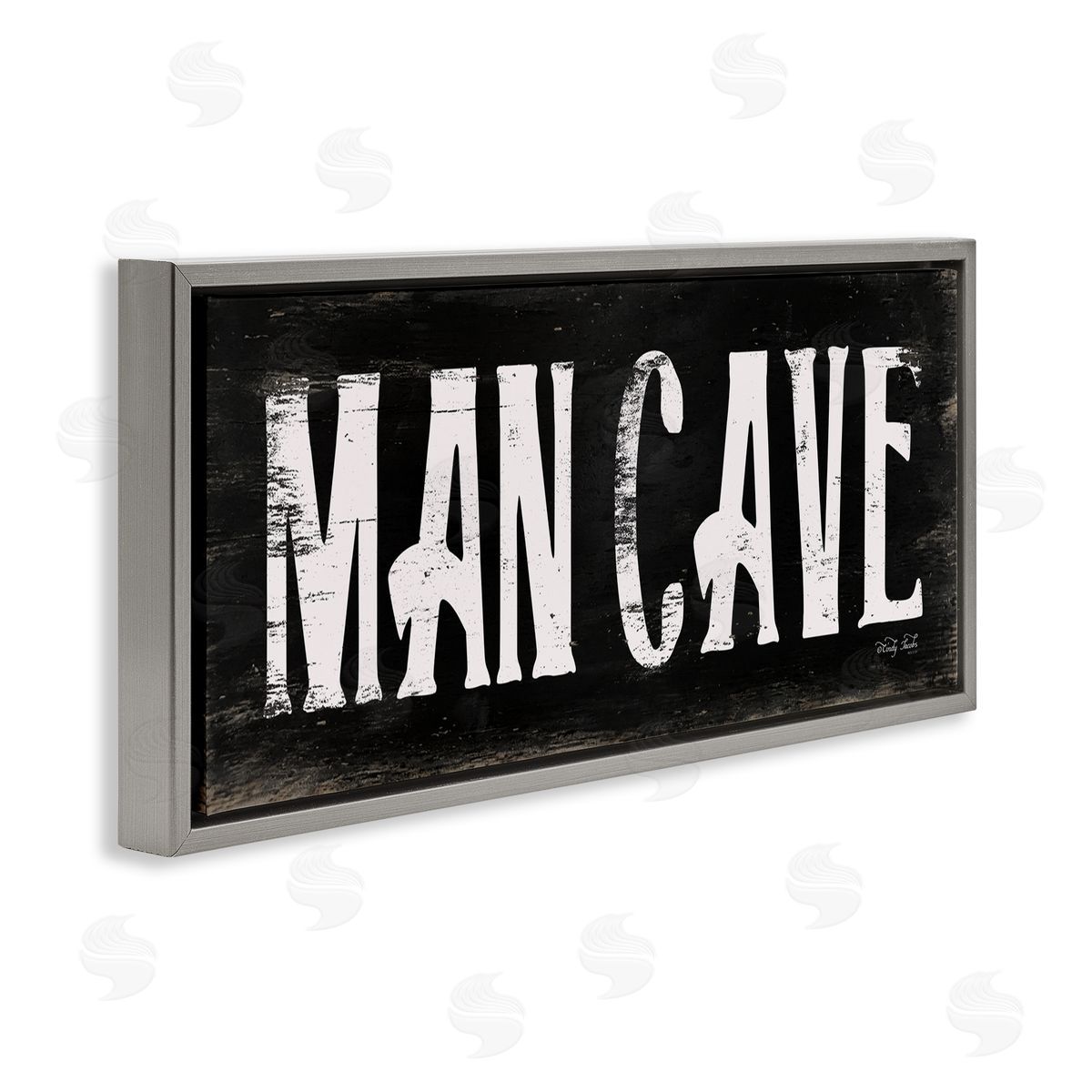 Man Cave Black And White Grey Floating Frame Canvas Wall Art, Home Decor by Cindy Jacobs