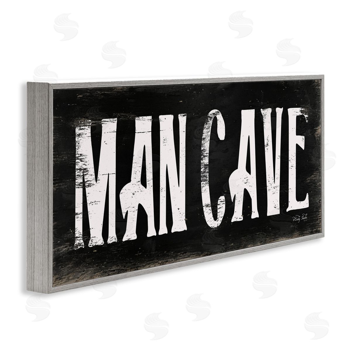 Man Cave Black And White Grey Frame Print Wall Art, Home Decor by Cindy Jacobs