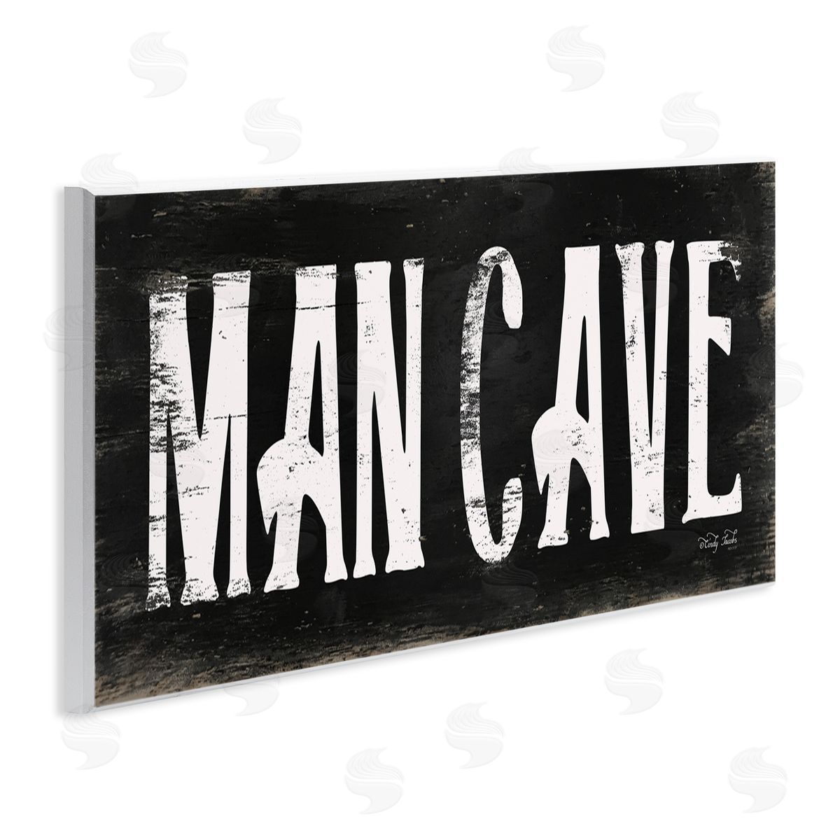 Man Cave Black And White Wood Plaque Wall Art, Home Decor by Cindy Jacobs