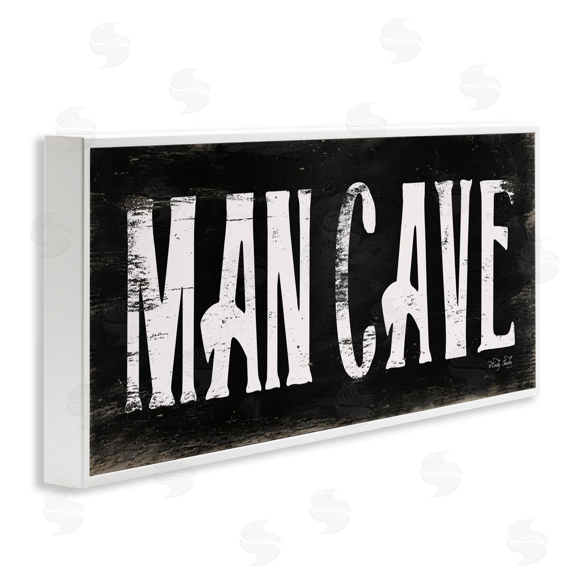 Man Cave Black And White White Frame Print Wall Art, Home Decor by Cindy Jacobs