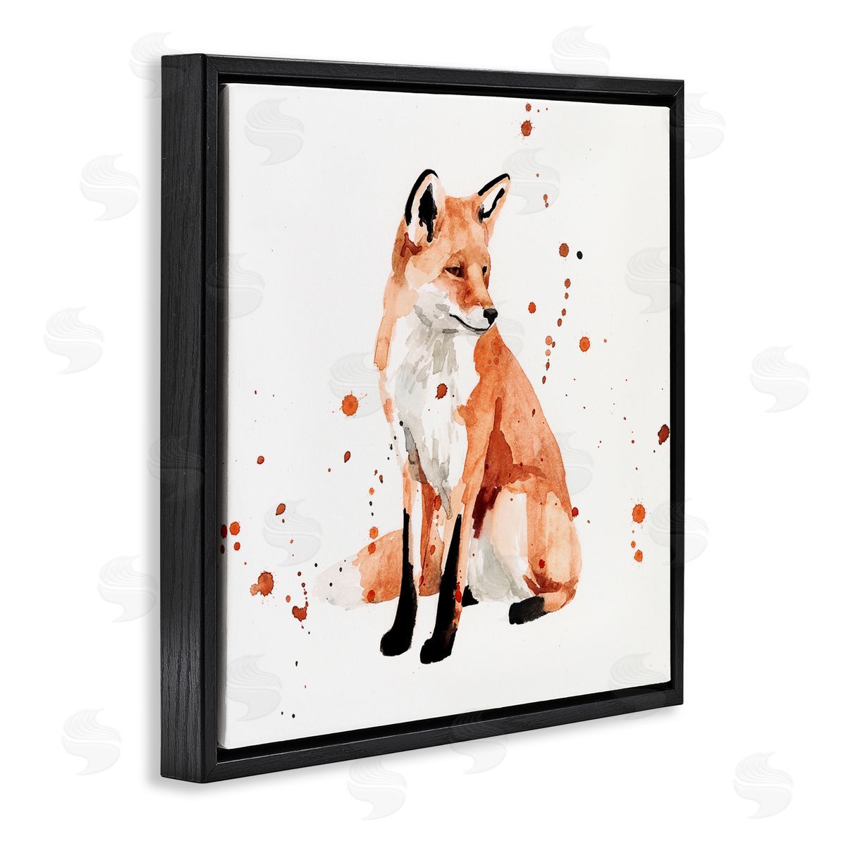 Resting Fox Black Floating Frame Canvas Wall Art, Home Decor by Victoria Borges