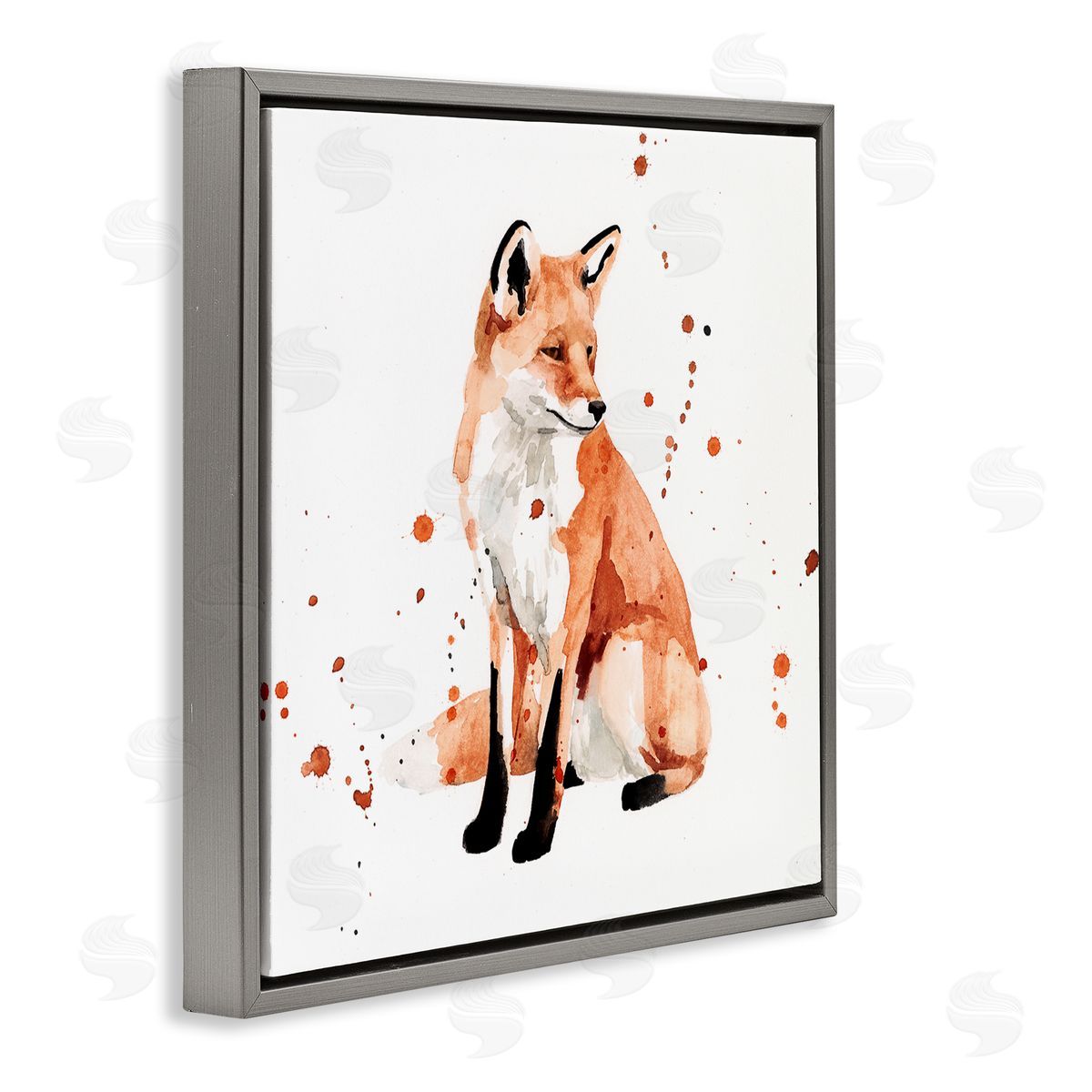 Resting Fox Grey Floating Frame Canvas Wall Art, Home Decor by Victoria Borges