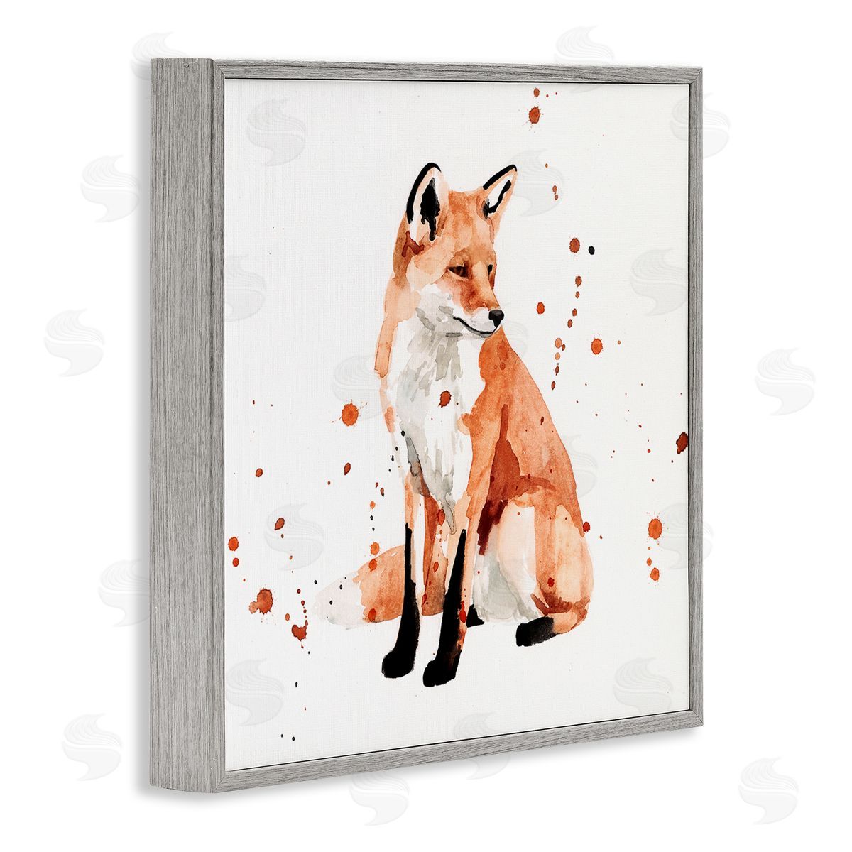 Resting Fox Grey Frame Print Wall Art, Home Decor by Victoria Borges