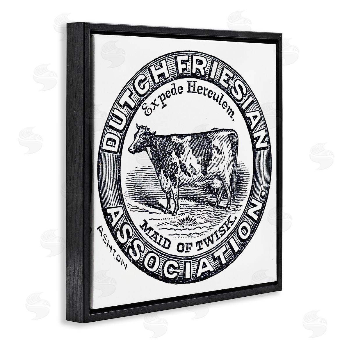 Farm Cow Vintage Drawing Black Floating Frame Canvas Wall Art, Home Decor by The Saturday Evening Post