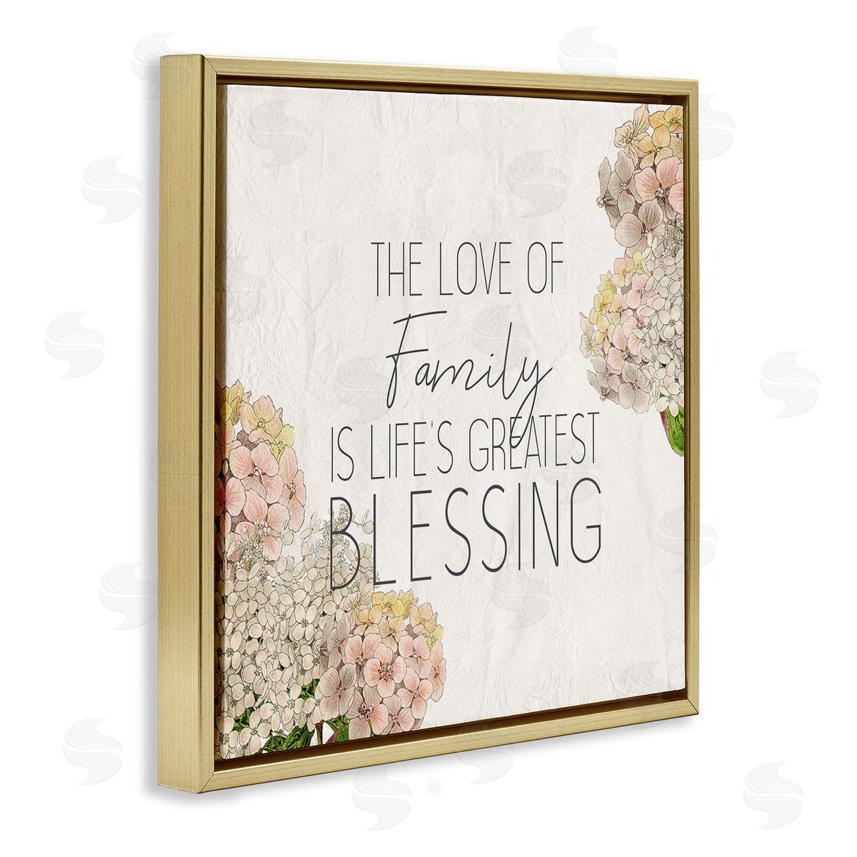 Love Of Family Religious Flower Gold Floating Frame Canvas Wall Art, Home Decor by Kim Allen