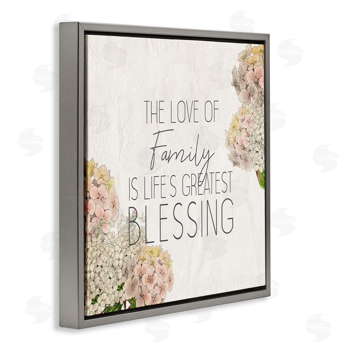 Love Of Family Religious Flower Grey Floating Frame Canvas Wall Art, Home Decor by Kim Allen