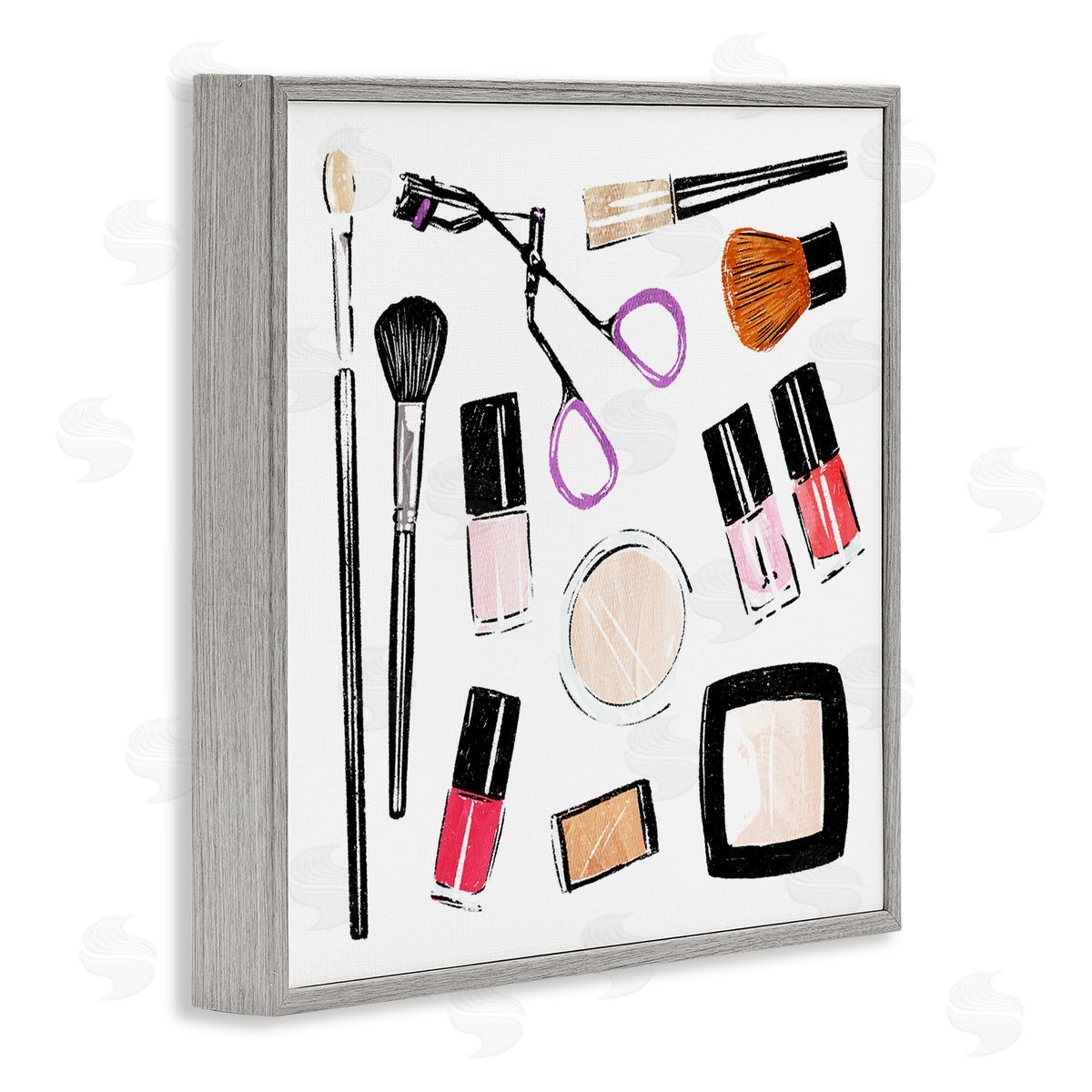 Make Up Tools Beauty Grey Frame Print Wall Art, Home Decor by Milli Villa