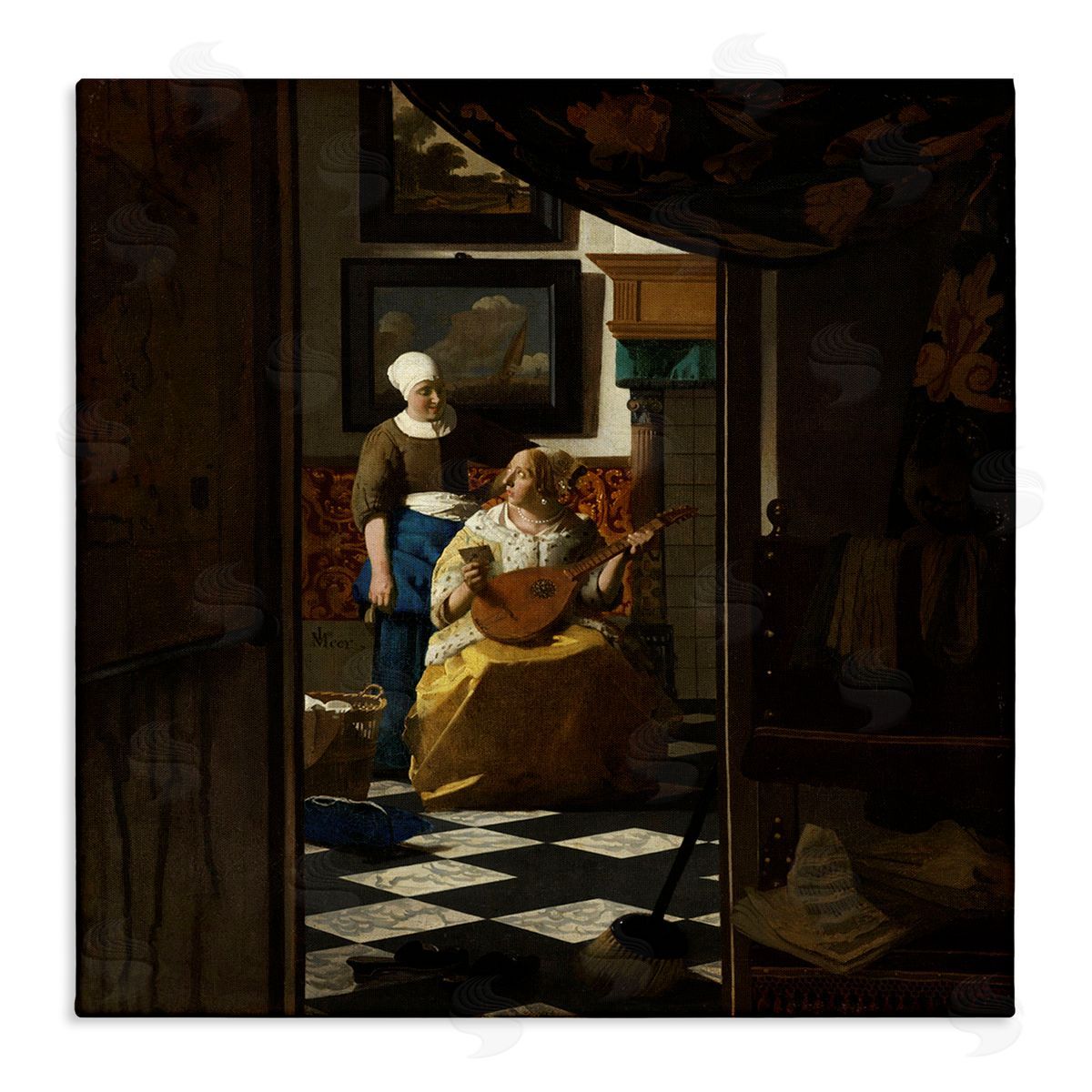 The Love Letter 1669 Canvas Wall Art, Home Decor by Johannes Vermeer