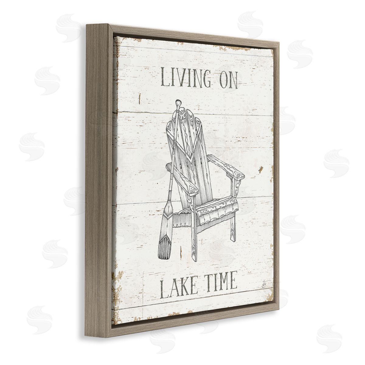 Living On Lake Time Brown Floating Frame Canvas Wall Art, Home Decor by Daphne Brissonnet