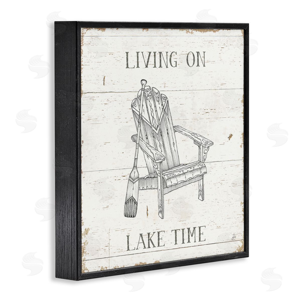 Living On Lake Time Black Frame Print Wall Art, Home Decor by Daphne Brissonnet