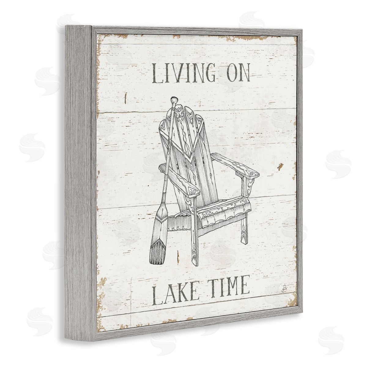 Living On Lake Time Grey Frame Print Wall Art, Home Decor by Daphne Brissonnet