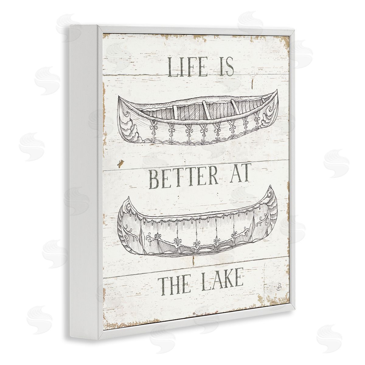 Better At The Lake with Boats White Frame Print Wall Art, Home Decor by Daphne Brissonnet