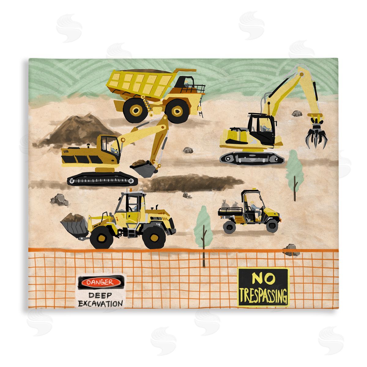 Construction Vehicles Painting Canvas Wall Art, Home Decor by Ziwei Li