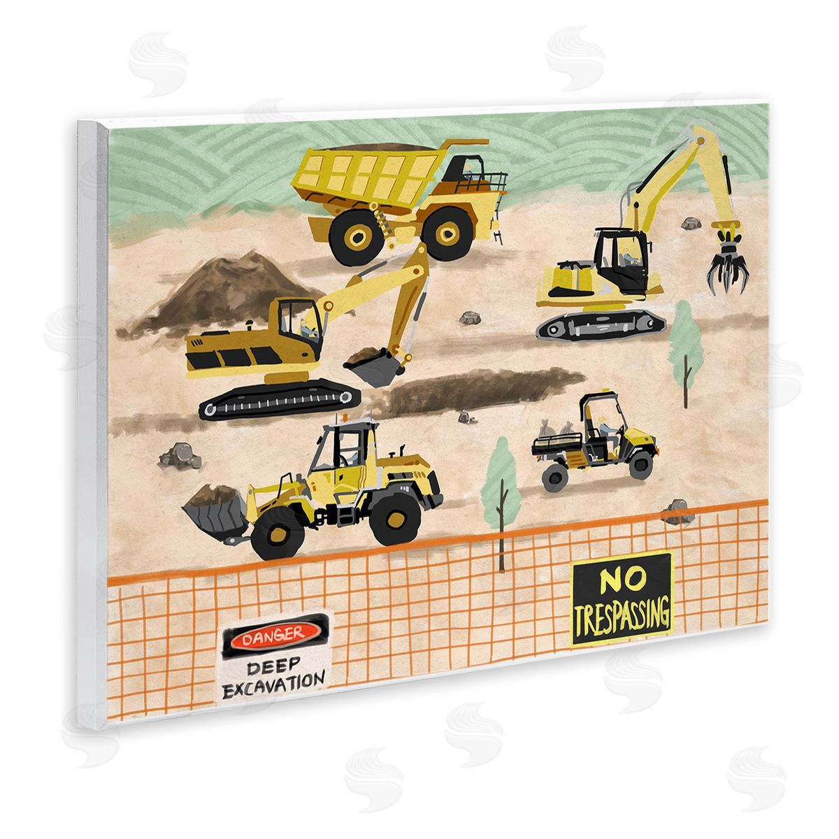 Construction Vehicles Painting Wood Plaque Wall Art, Home Decor by Ziwei Li