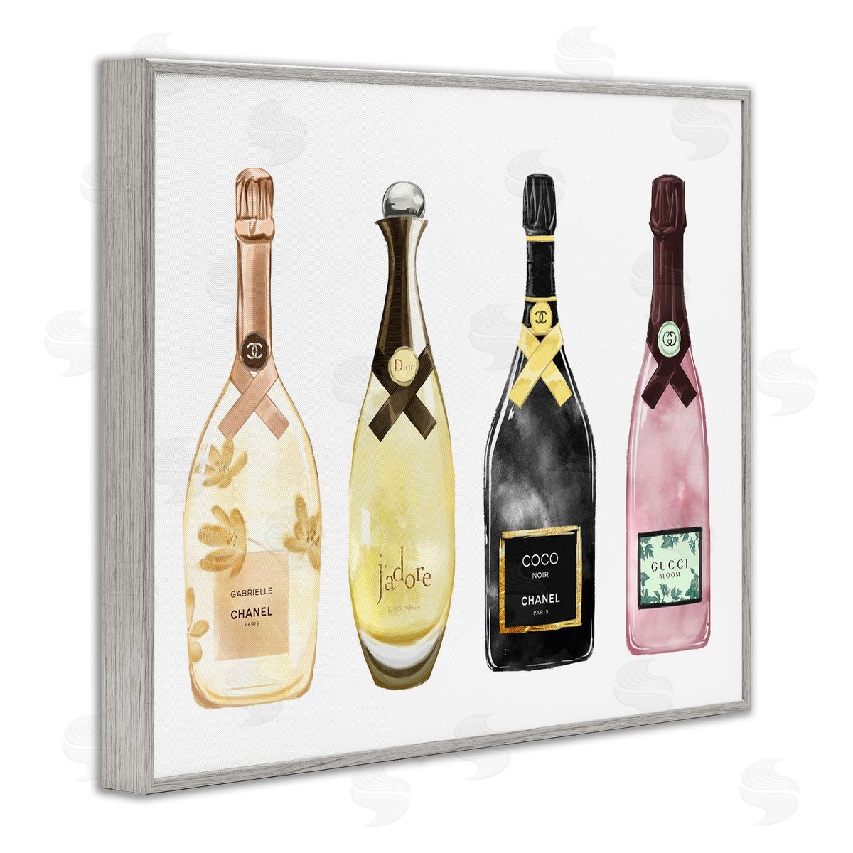 Perfume Bottle Fashion Glam Grey Frame Print Wall Art, Home Decor by Ziwei Li