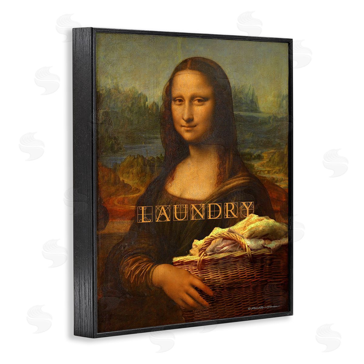 Mona Lisa Laundry Funny Black Frame Print Wall Art, Home Decor by Patrick Reid O'Brien