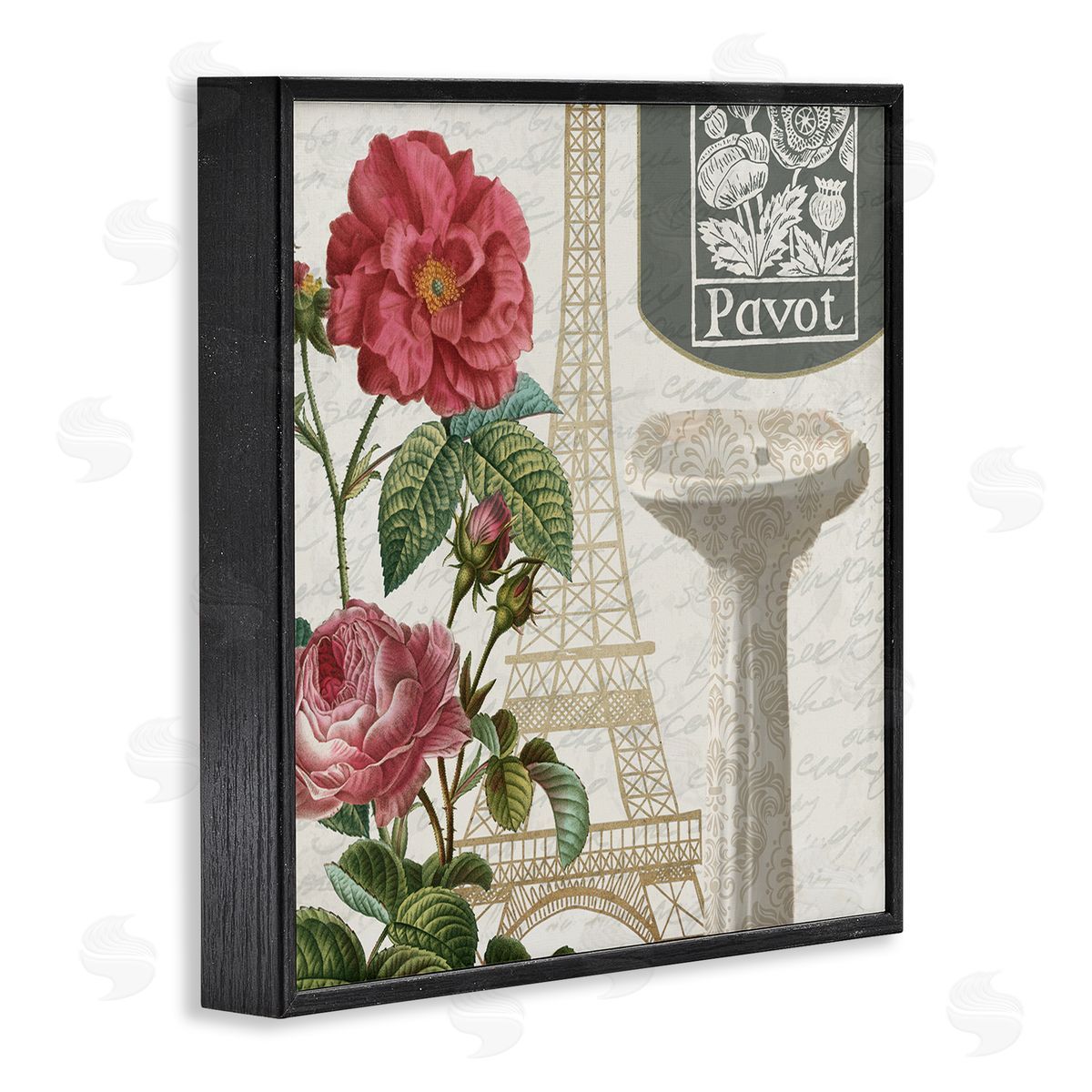 Paris Flower Market Bath Sink Black Frame Print Wall Art, Home Decor by Kim Allen