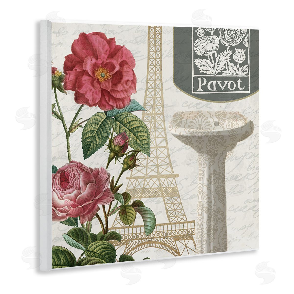 Paris Flower Market Bath Sink Wood Plaque Wall Art, Home Decor by Kim Allen