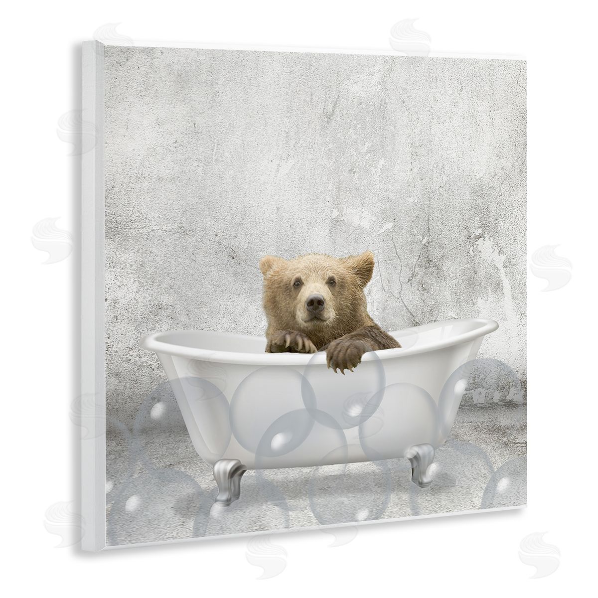 Baby Bear Bath Time Wood Plaque Wall Art, Home Decor by Kim Allen