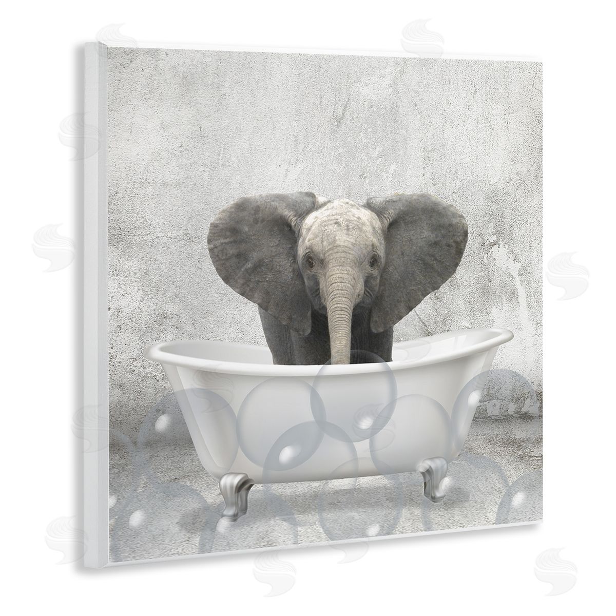 Baby Elephant Bath Time Wood Plaque Wall Art, Home Decor by Kim Allen