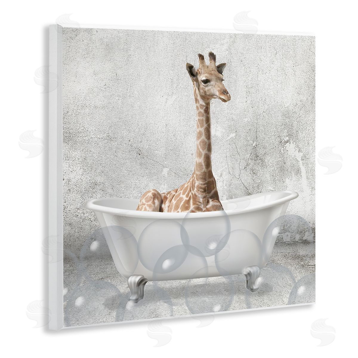 Baby Giraffe Bath Time Wood Plaque Wall Art, Home Decor by Kim Allen