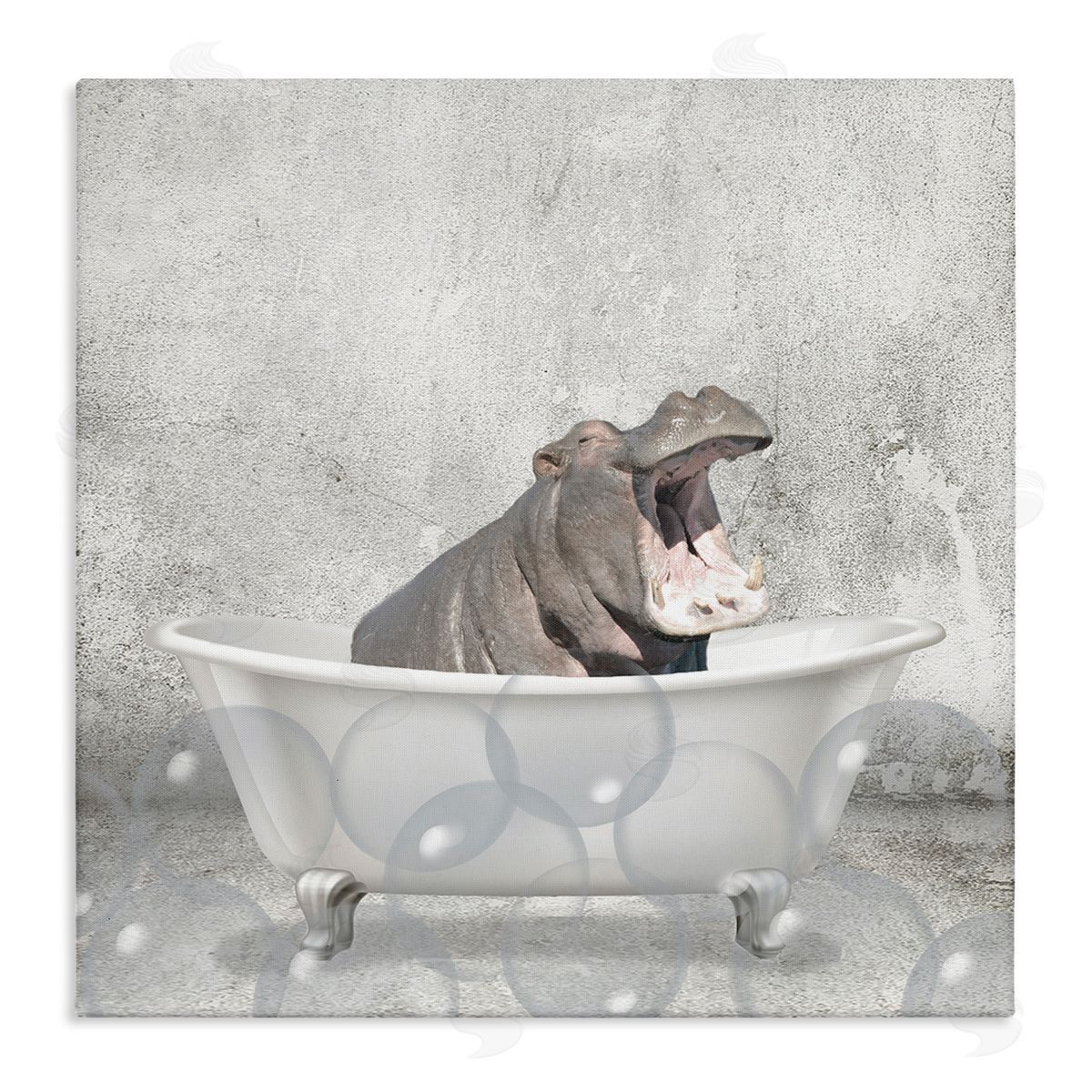 Baby Hippo Bath Time Canvas Wall Art, Home Decor by Kim Allen