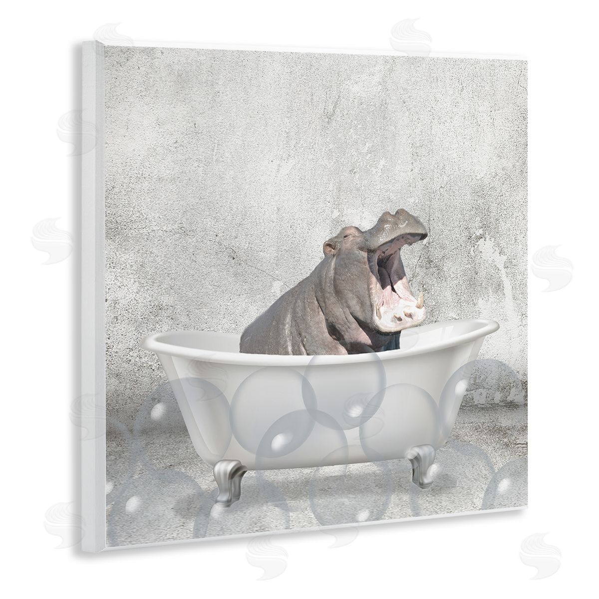 Baby Hippo Bath Time Wood Plaque Wall Art, Home Decor by Kim Allen