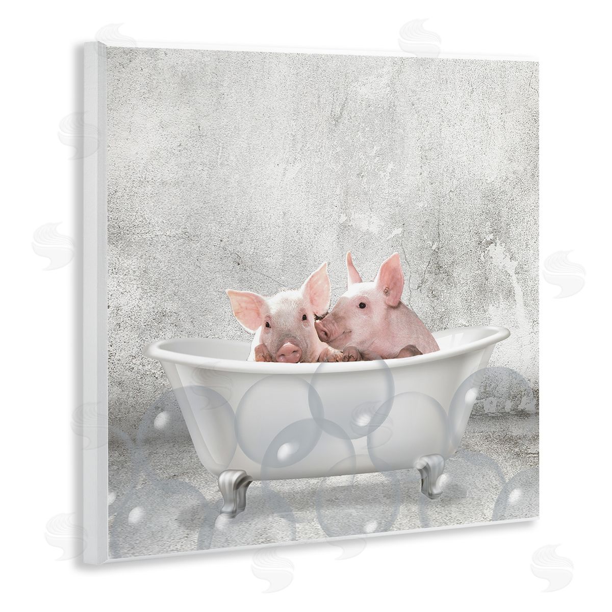 Baby Piglets Bath Time Wood Plaque Wall Art, Home Decor by Kim Allen