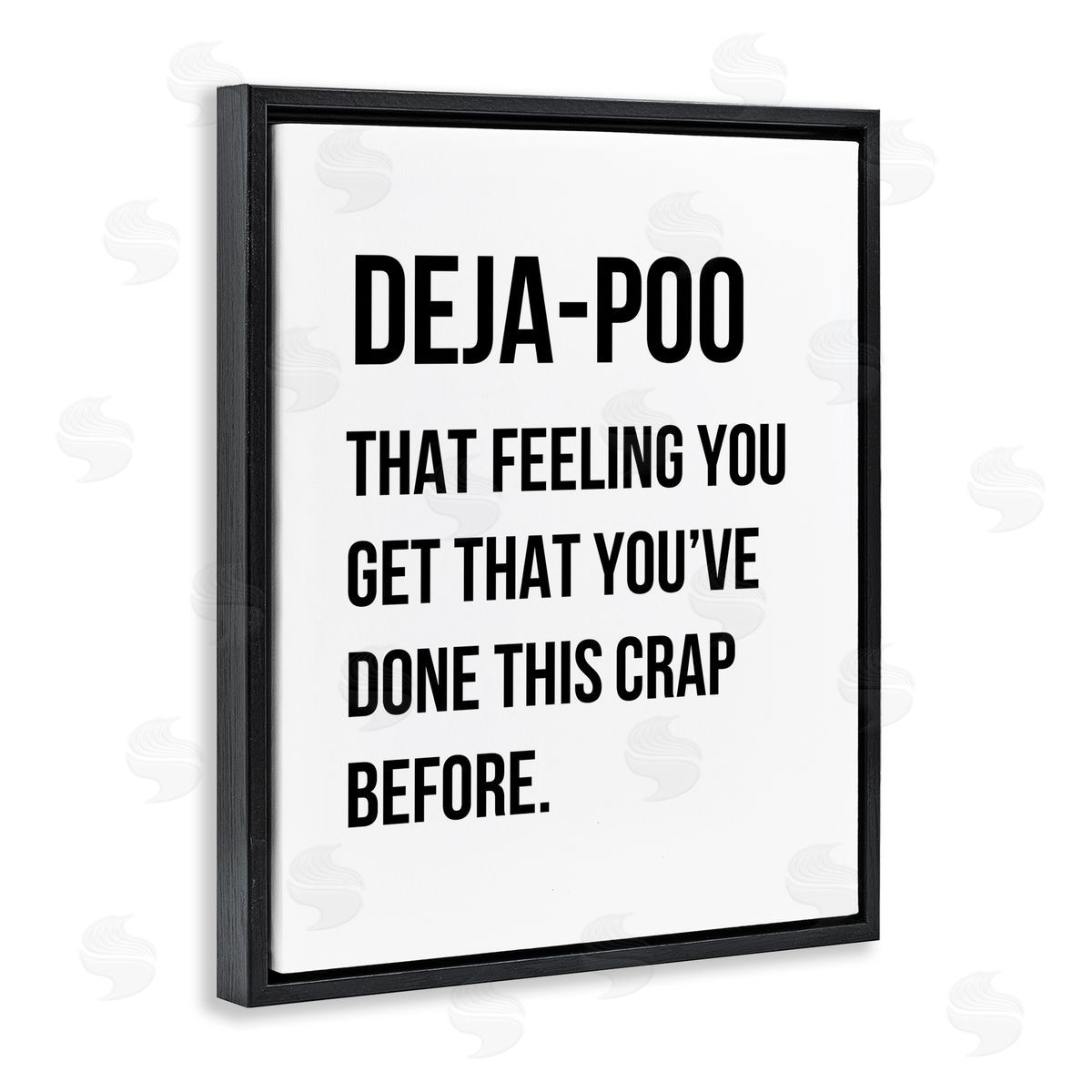 Deja Poo Funny Bathroom Black Floating Frame Canvas Wall Art, Home Decor by Leah Straatsma