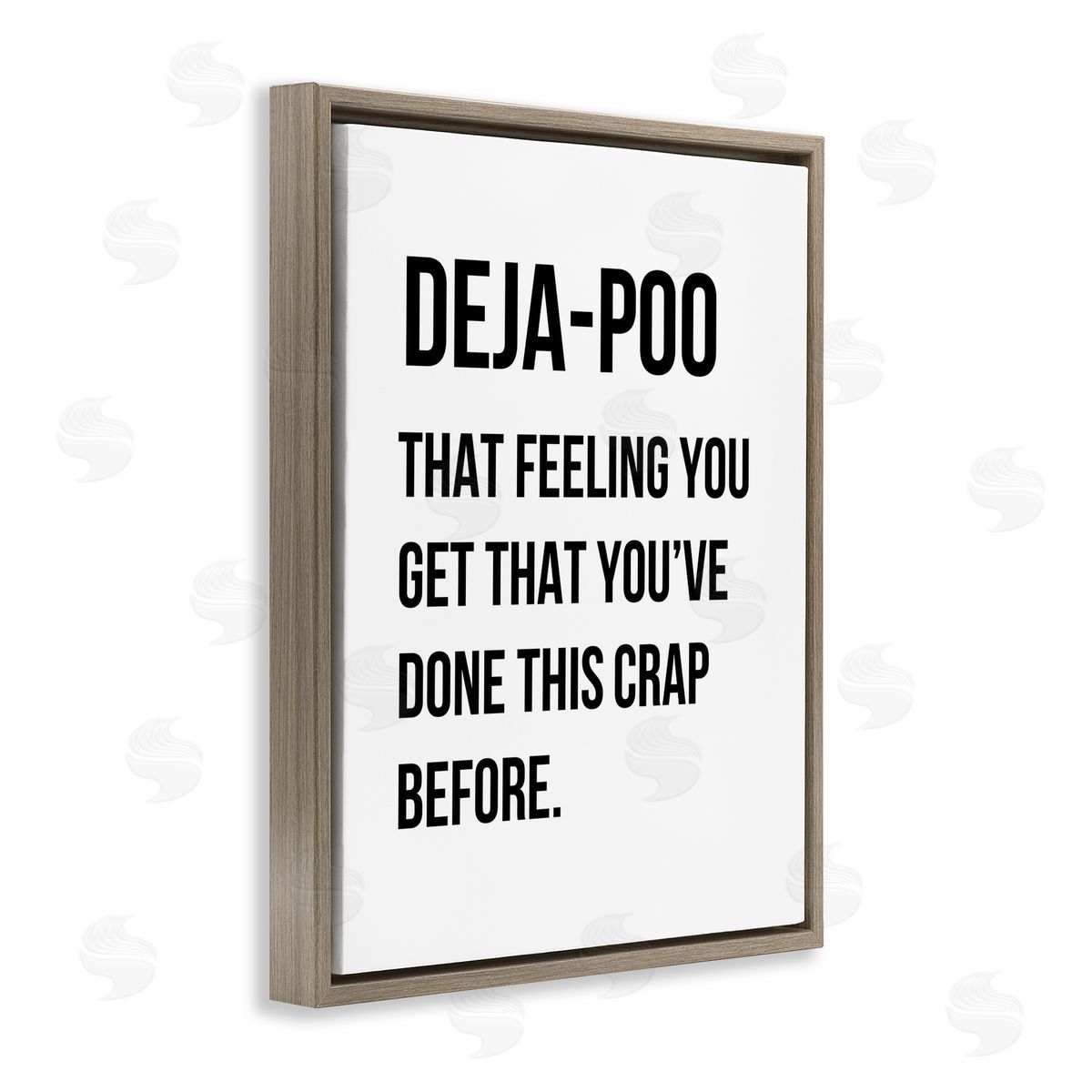 Deja Poo Funny Bathroom Brown Floating Frame Canvas Wall Art, Home Decor by Leah Straatsma