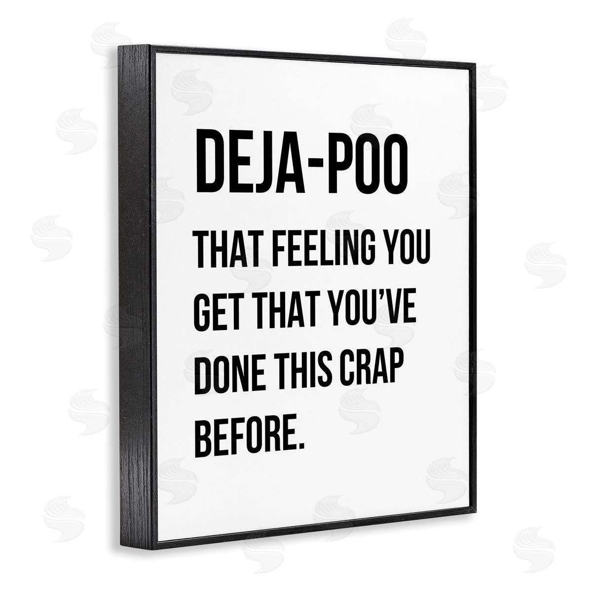 Deja Poo Funny Bathroom Black Frame Print Wall Art, Home Decor by Leah Straatsma