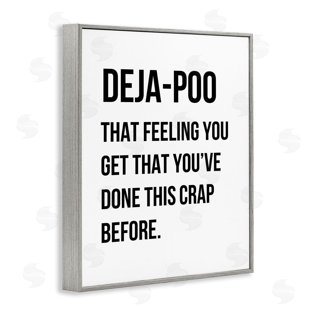 Deja Poo Funny Bathroom Grey Frame Print Wall Art, Home Decor by Leah Straatsma