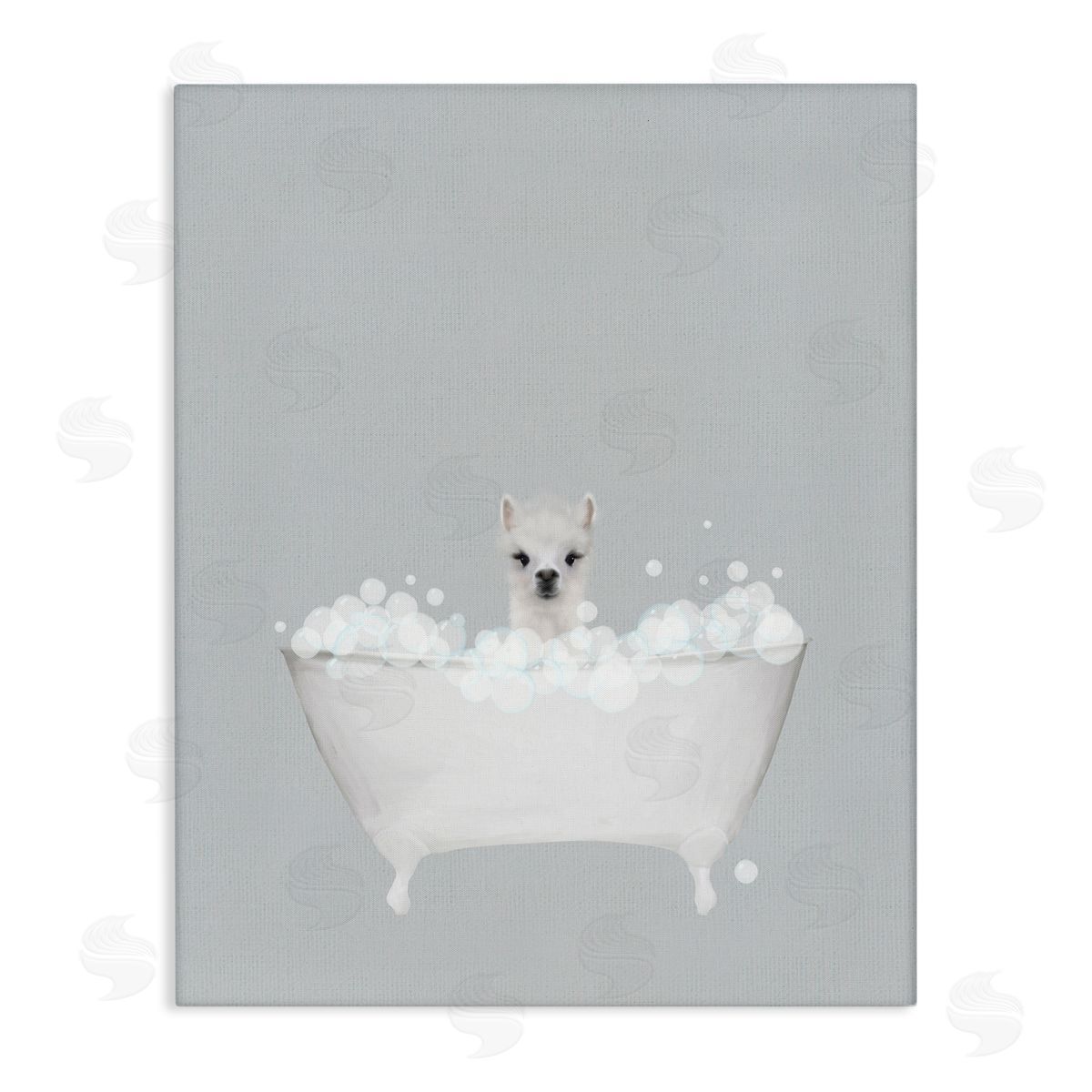 Alpaca Blue Bath Cute Canvas Wall Art, Home Decor by Leah Straatsma