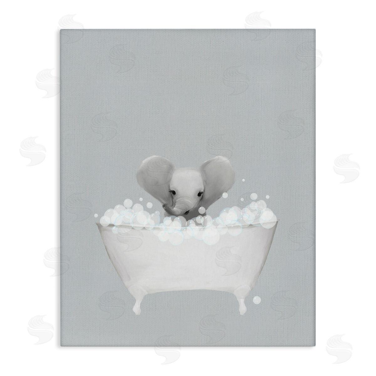 Elephant Blue Bath Cute Canvas Wall Art, Home Decor by Leah Straatsma