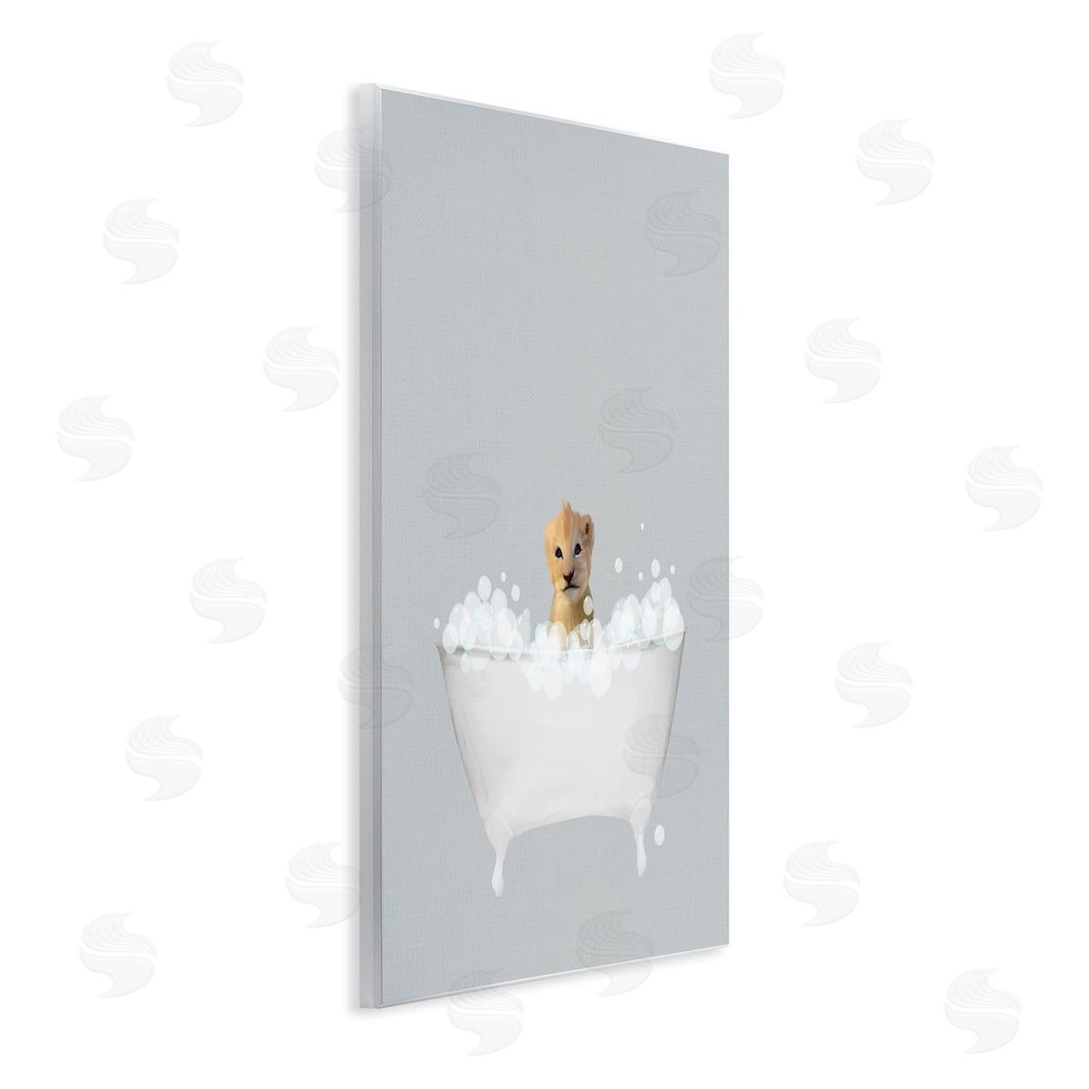 Lion Blue Bath Cute Wood Plaque Wall Art, Home Decor by Leah Straatsma