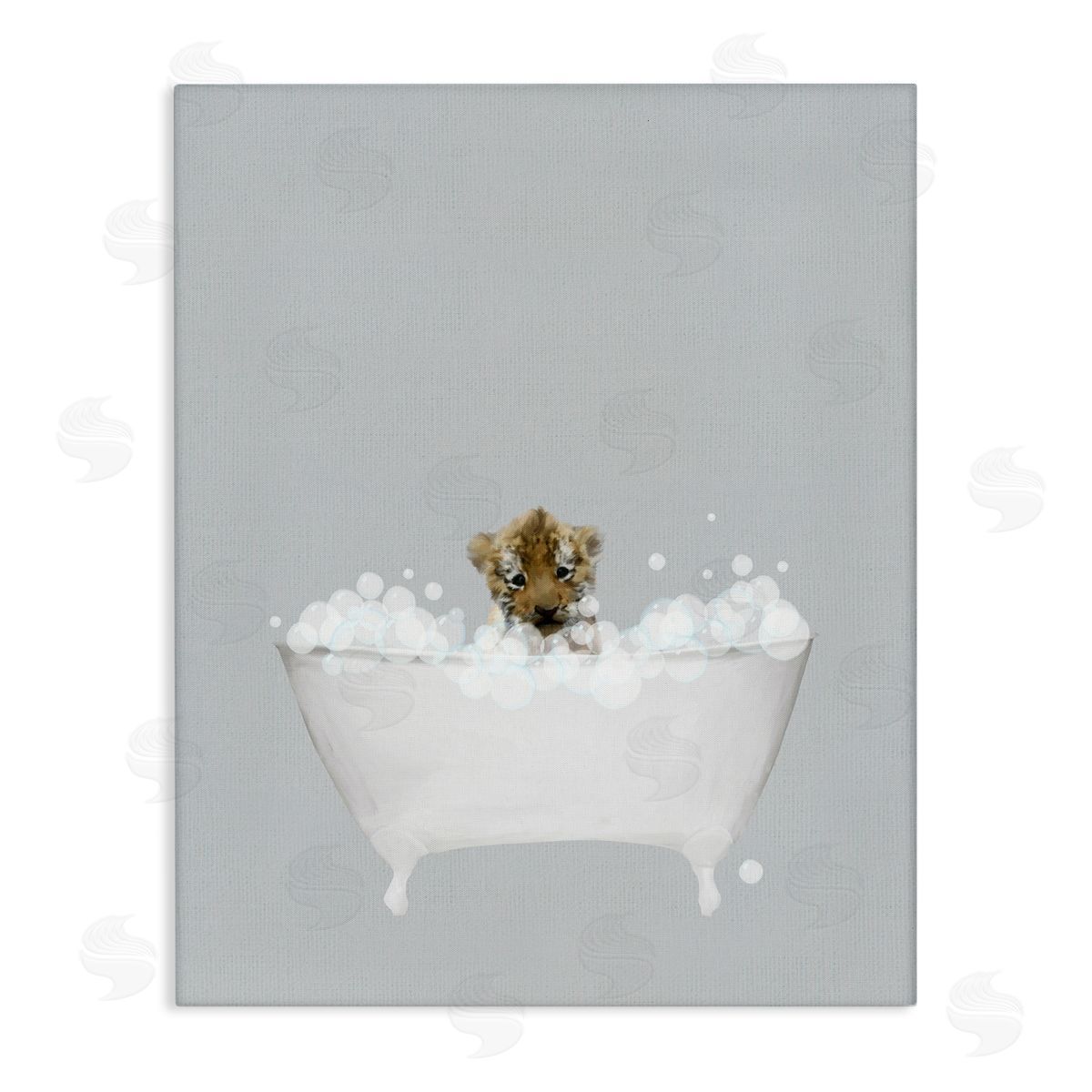 Tiger Blue Bath Cute Canvas Wall Art, Home Decor by Leah Straatsma