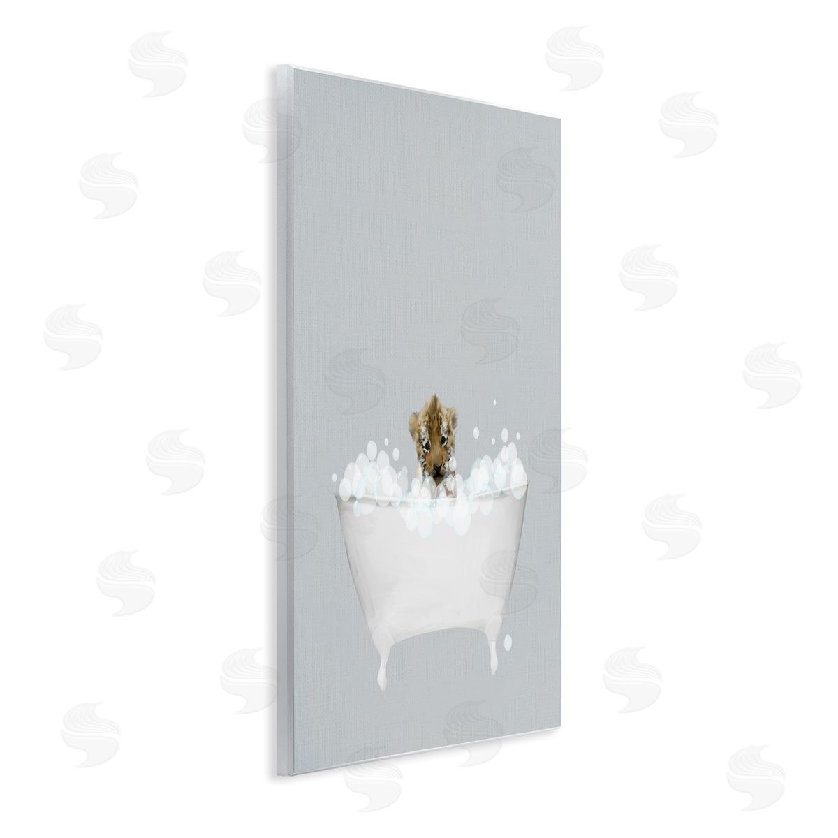 Tiger Blue Bath Cute Wood Plaque Wall Art, Home Decor by Leah Straatsma
