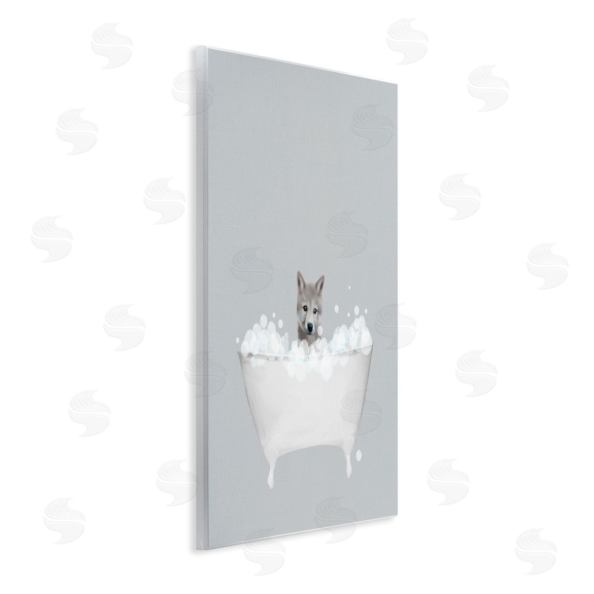 Wolf Blue Bath Cute Wood Plaque Wall Art, Home Decor by Leah Straatsma