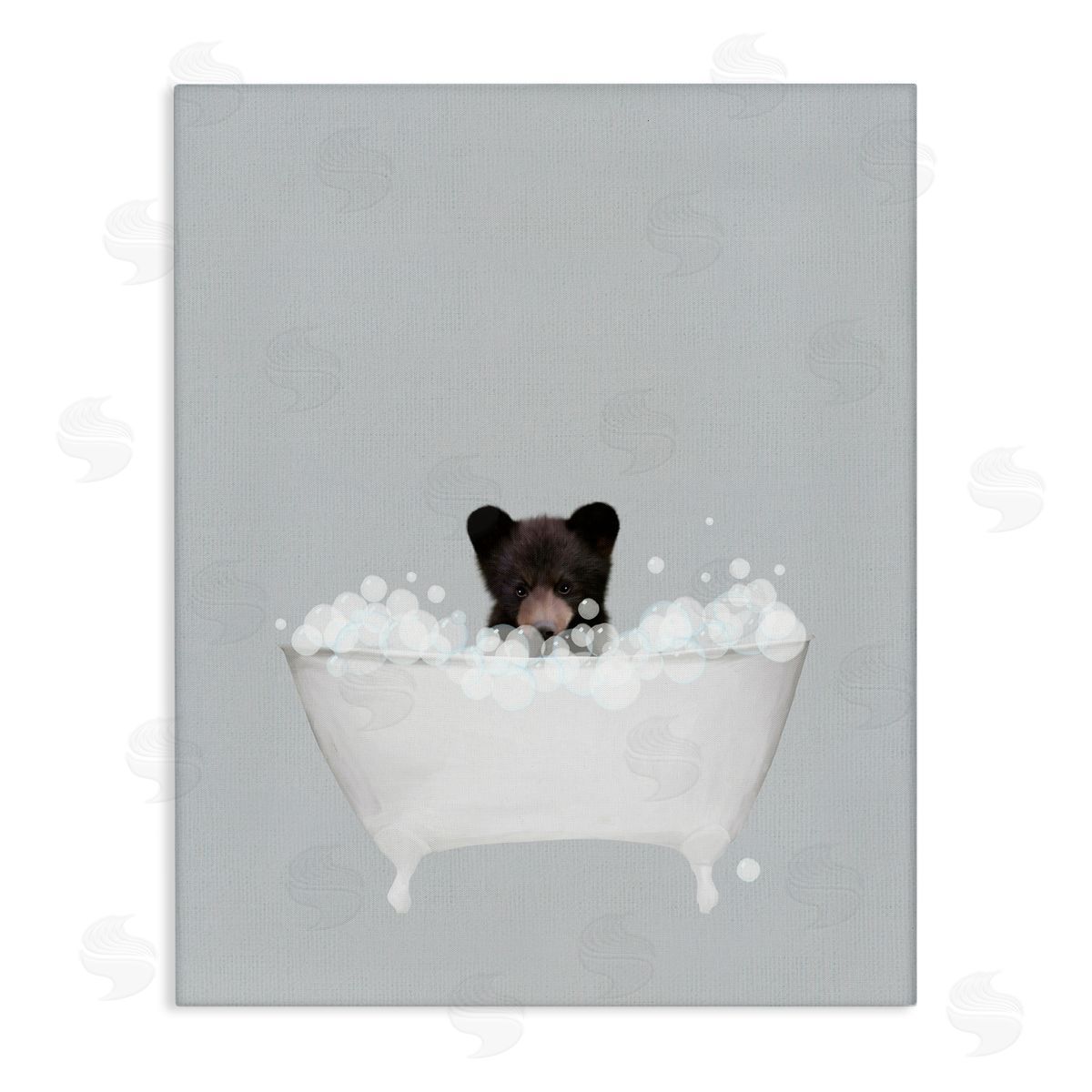 Bear Blue Bath Cute Canvas Wall Art, Home Decor by Leah Straatsma