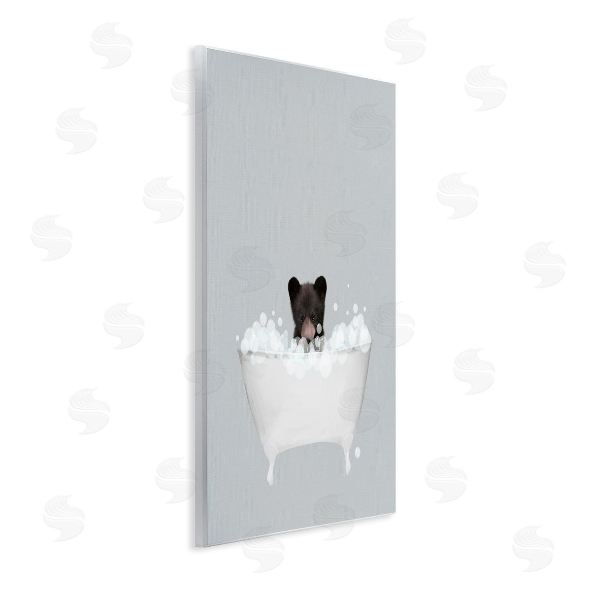 Bear Blue Bath Cute Wood Plaque Wall Art, Home Decor by Leah Straatsma