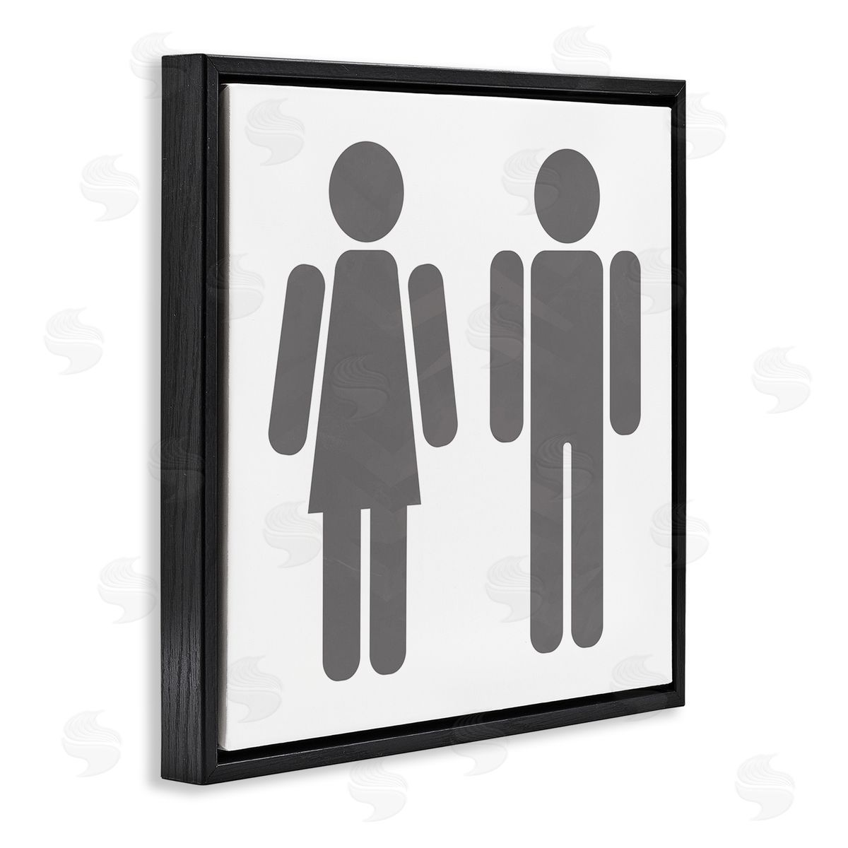 Men's & Women's Restroom Symbols Black Floating Frame Canvas Wall Art, Home Decor by Milli Villa