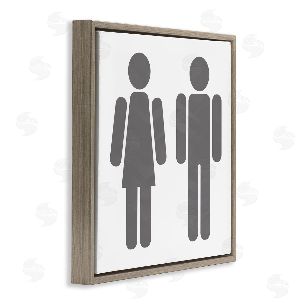 Men's & Women's Restroom Symbols Brown Floating Frame Canvas Wall Art, Home Decor by Milli Villa