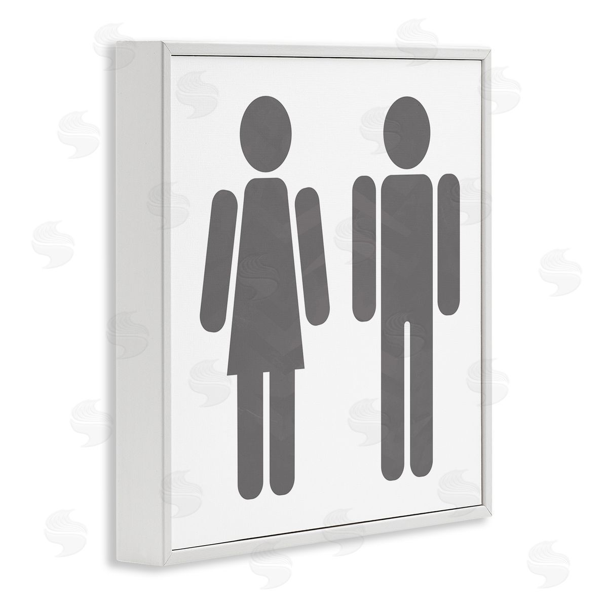 Men's & Women's Restroom Symbols White Frame Print Wall Art, Home Decor by Milli Villa
