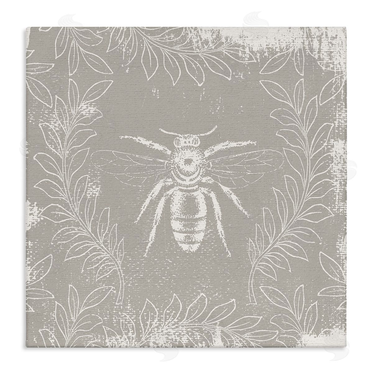 Bee Floral Pattern Canvas Wall Art, Home Decor by Stupell Studio