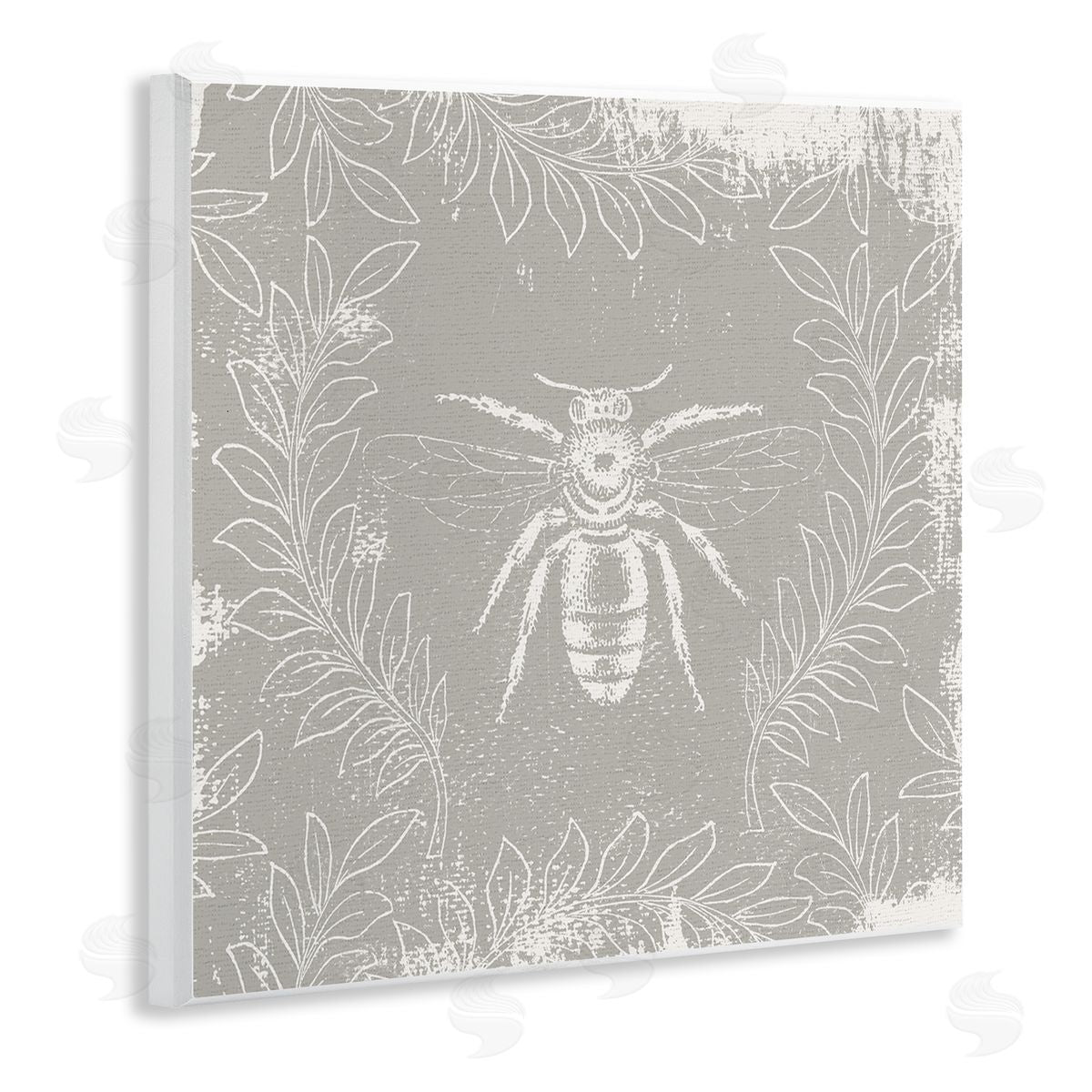 Bee Floral Pattern Wood Plaque Wall Art, Home Decor by Stupell Studio